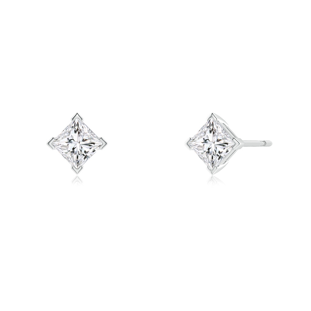 3.9mm HSI2 Princess-Cut Diamond Stud Earrings in White Gold Side 199