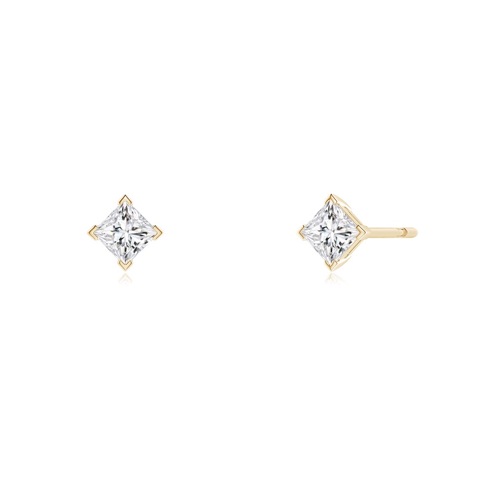 3mm HSI2 Princess-Cut Diamond Stud Earrings in Yellow Gold Side 199