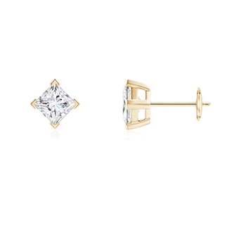 4.4mm GVS2 Princess-Cut Diamond Stud Earrings in 10K Yellow Gold