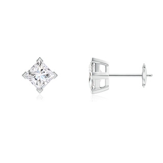 4.4mm GVS2 Princess-Cut Diamond Stud Earrings in White Gold