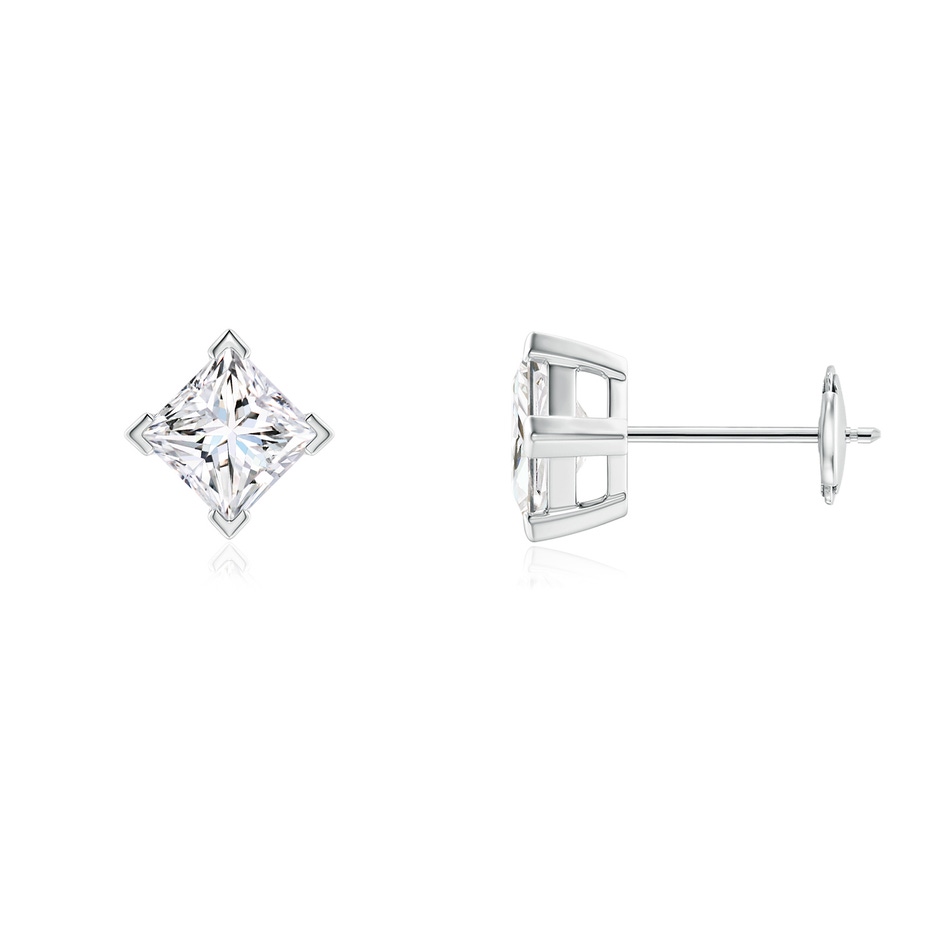 4.4mm GVS2 Princess-Cut Diamond Stud Earrings in White Gold 