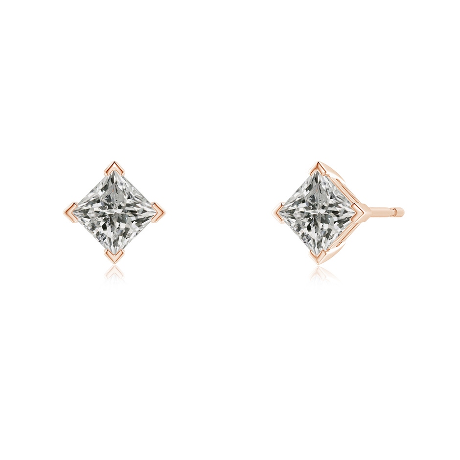 4.4mm KI3 Princess-Cut Diamond Stud Earrings in Rose Gold side 199