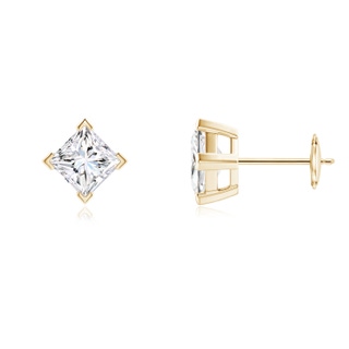 4.9mm GVS2 Princess-Cut Diamond Stud Earrings in 9K Yellow Gold