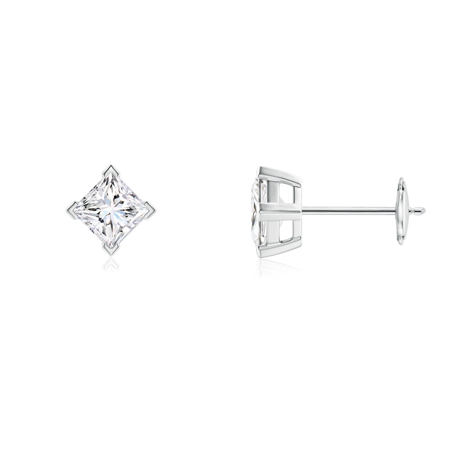 4mm GVS2 Princess-Cut Diamond Stud Earrings in White Gold 