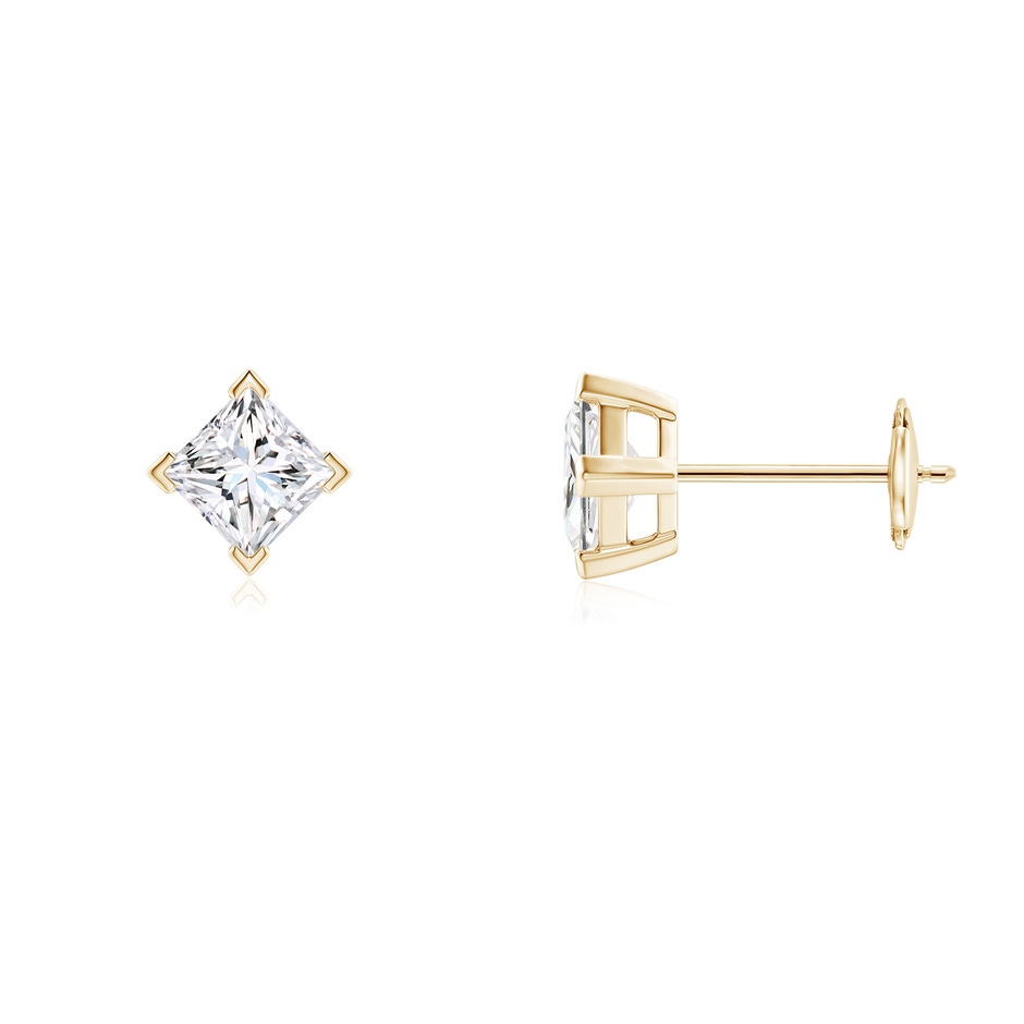 4mm GVS2 Princess-Cut Diamond Stud Earrings in Yellow Gold 