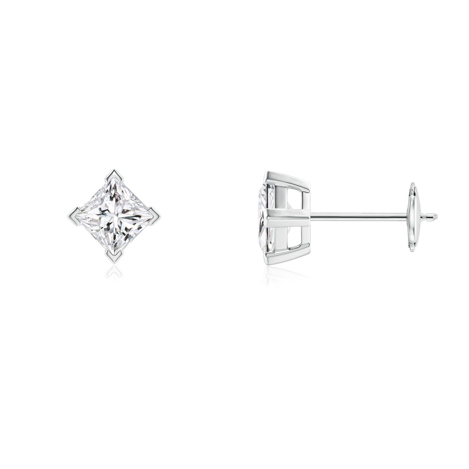 4mm HSI2 Princess-Cut Diamond Stud Earrings in White Gold