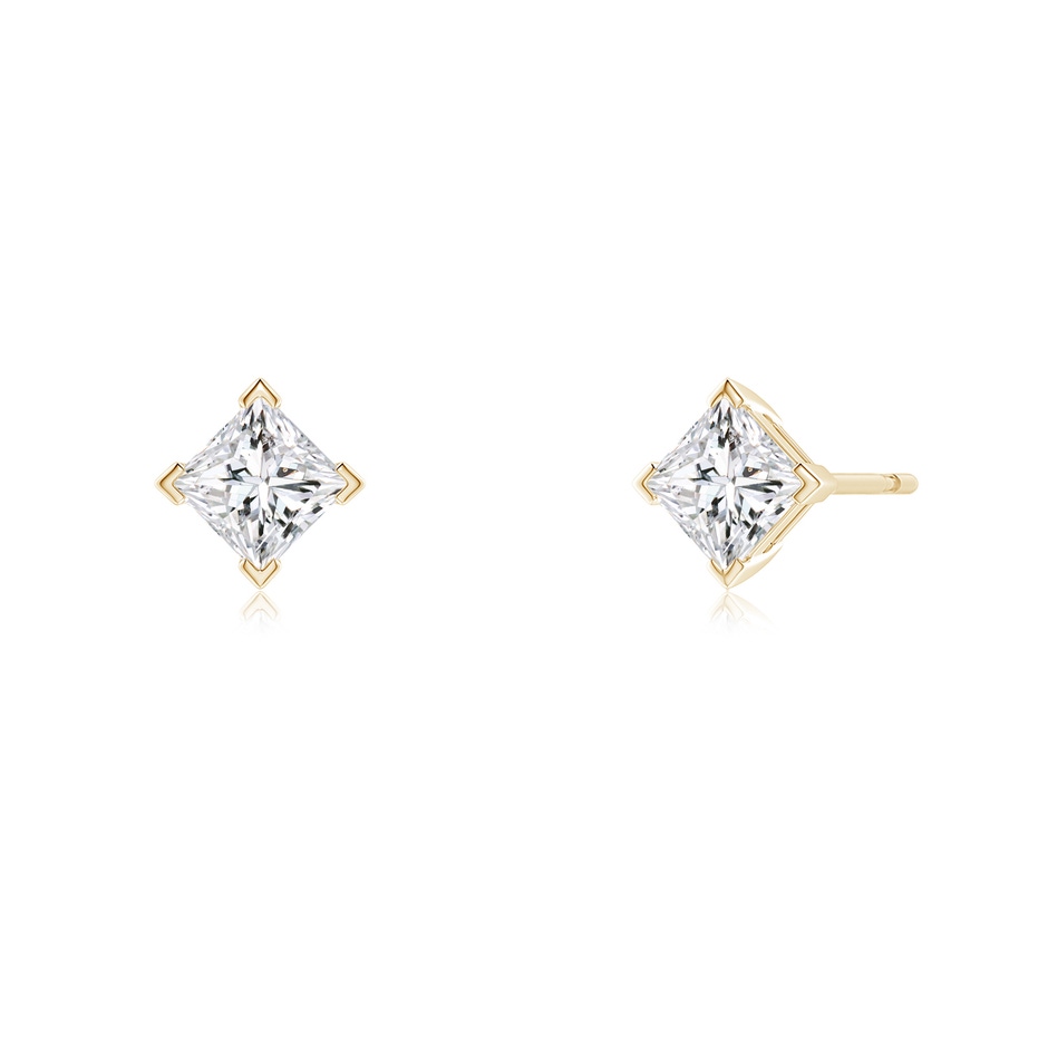 4mm HSI2 Princess-Cut Diamond Stud Earrings in Yellow Gold side 199
