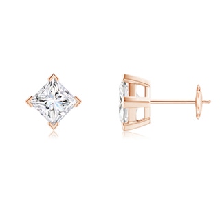 5.1mm GVS2 Princess-Cut Diamond Stud Earrings in 10K Rose Gold