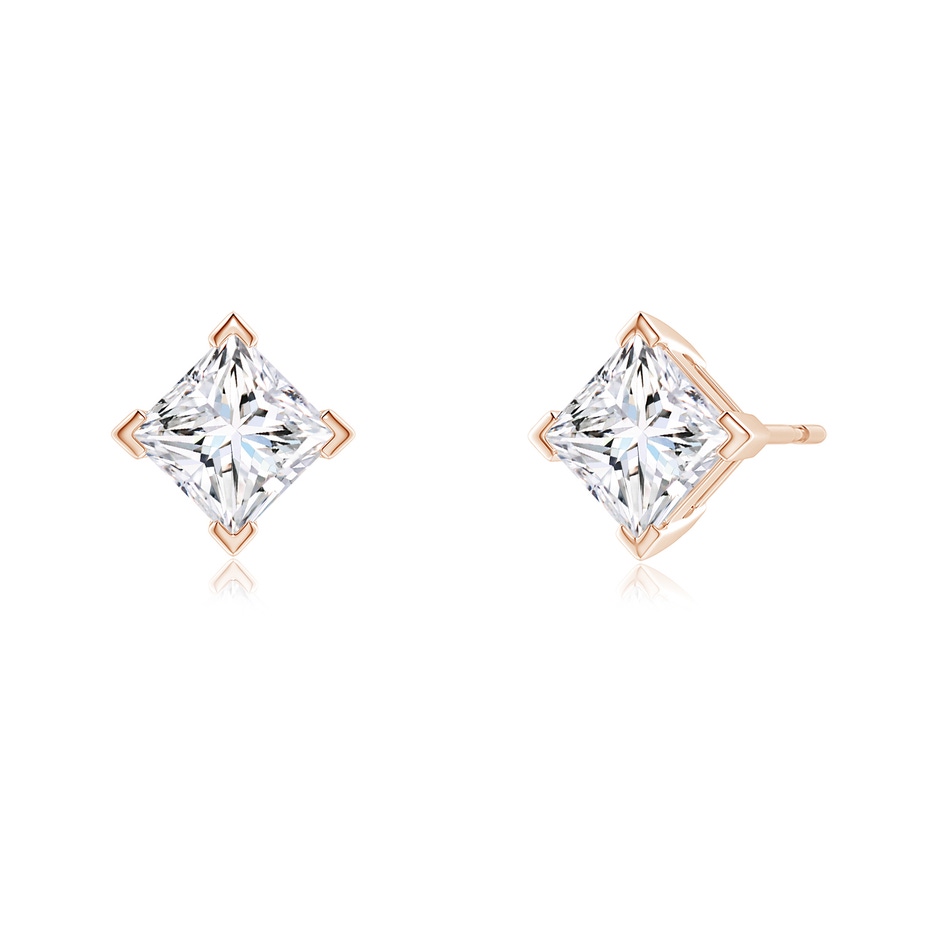 5.1mm GVS2 Princess-Cut Diamond Stud Earrings in Rose Gold side 199