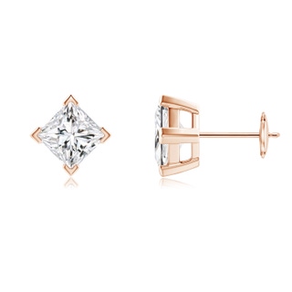 5.5mm HSI2 Princess-Cut Diamond Stud Earrings in Rose Gold