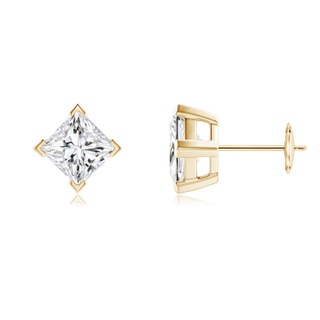 5.5mm HSI2 Princess-Cut Diamond Stud Earrings in Yellow Gold