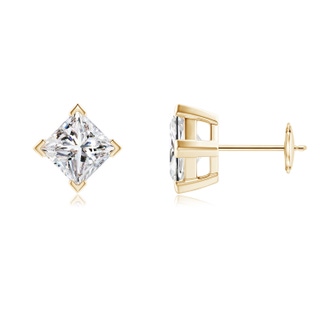 5.5mm IJI1I2 Princess-Cut Diamond Stud Earrings in Yellow Gold