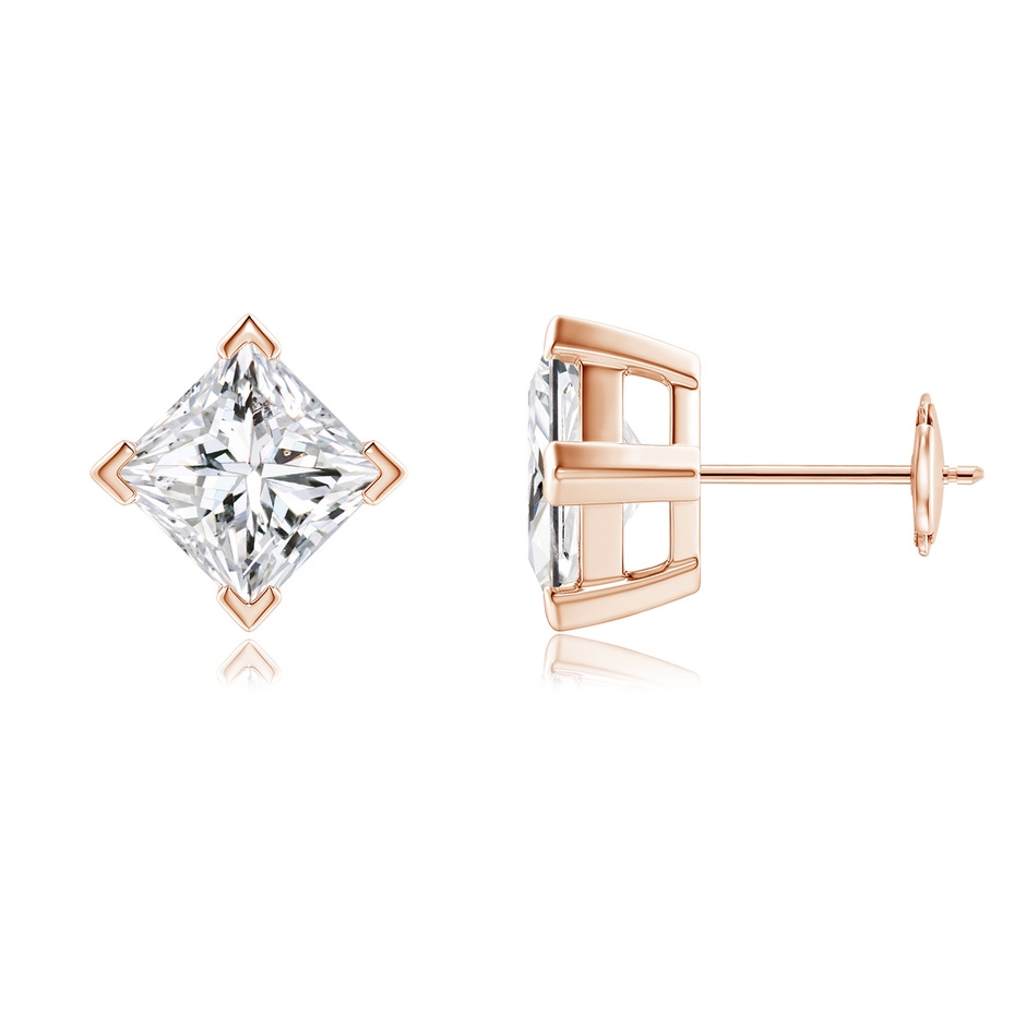 6.2mm HSI2 Princess-Cut Diamond Stud Earrings in Rose Gold 