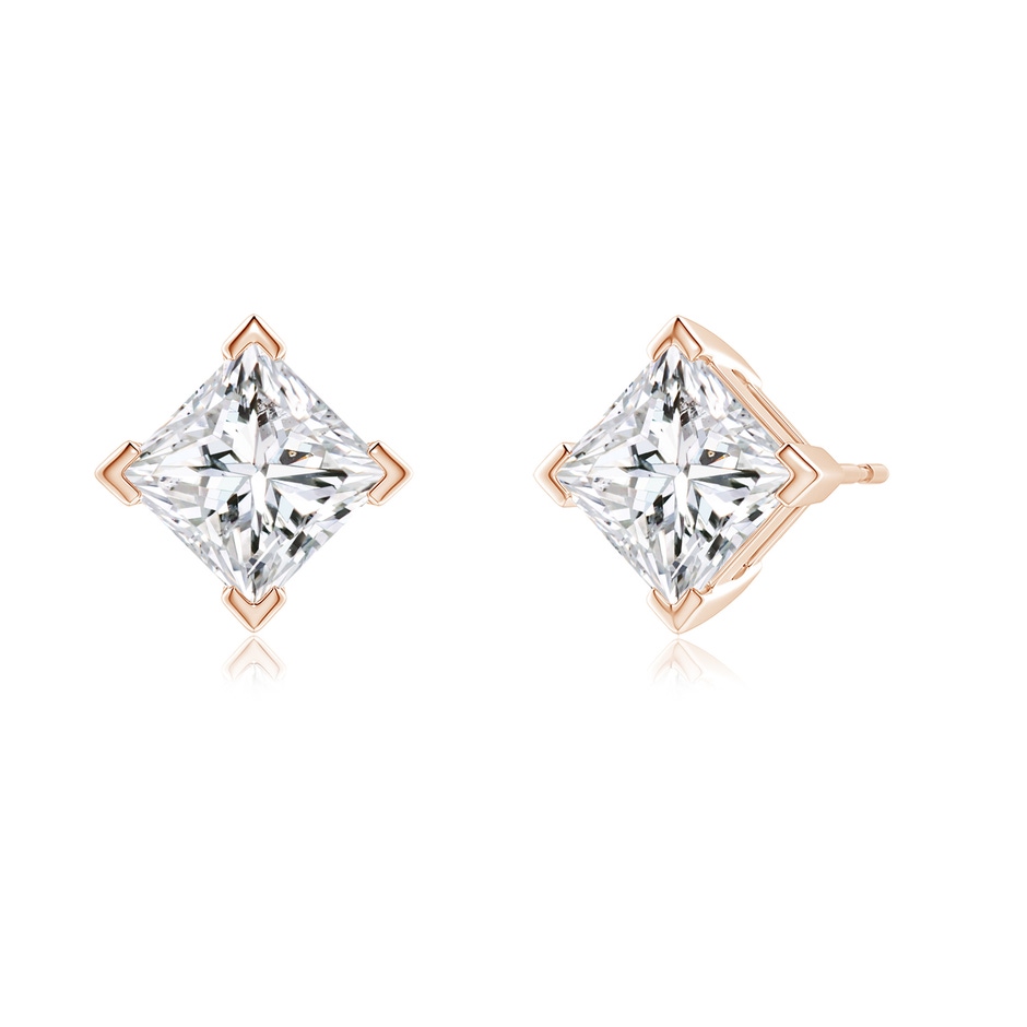 6.2mm HSI2 Princess-Cut Diamond Stud Earrings in Rose Gold side 199