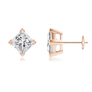 6.2mm IJI1I2 Princess-Cut Diamond Stud Earrings in Rose Gold