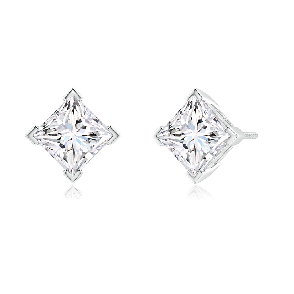 6.5mm GVS2 Princess-Cut Diamond Stud Earrings in P950 Platinum Side 199