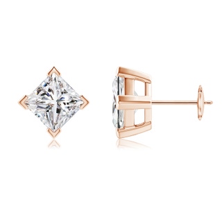 6.5mm IJI1I2 Princess-Cut Diamond Stud Earrings in Rose Gold