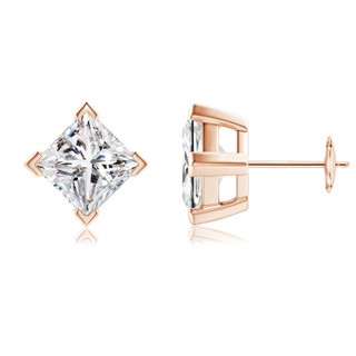 6.8mm IJI1I2 Princess-Cut Diamond Stud Earrings in Rose Gold