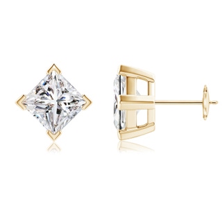 6.8mm IJI1I2 Princess-Cut Diamond Stud Earrings in Yellow Gold