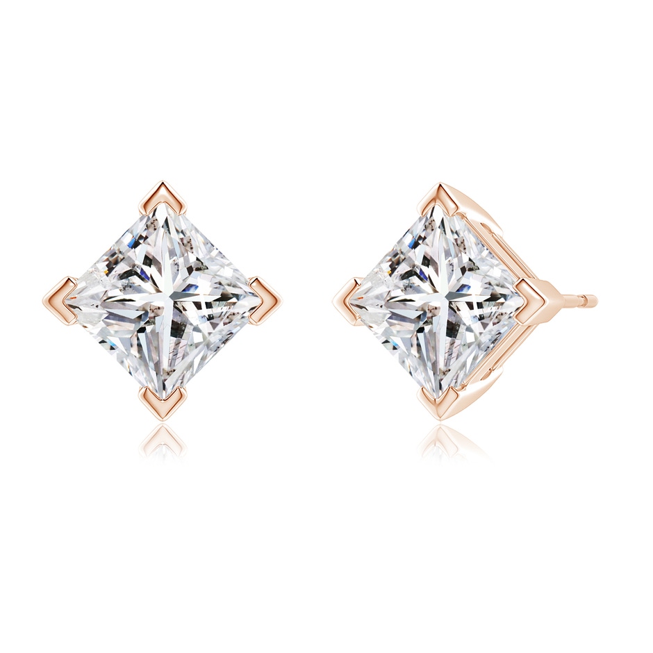 7.4mm IJI1I2 Princess-Cut Diamond Stud Earrings in Rose Gold side 199