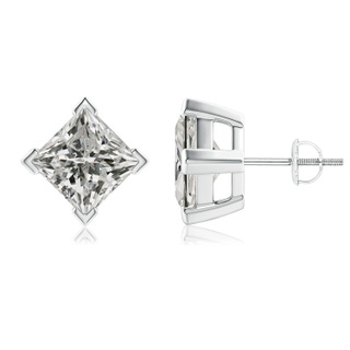 7.4mm KI3 Princess-Cut Diamond Stud Earrings in P950 Platinum