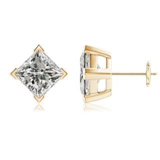 7.4mm KI3 Princess-Cut Diamond Stud Earrings in Yellow Gold