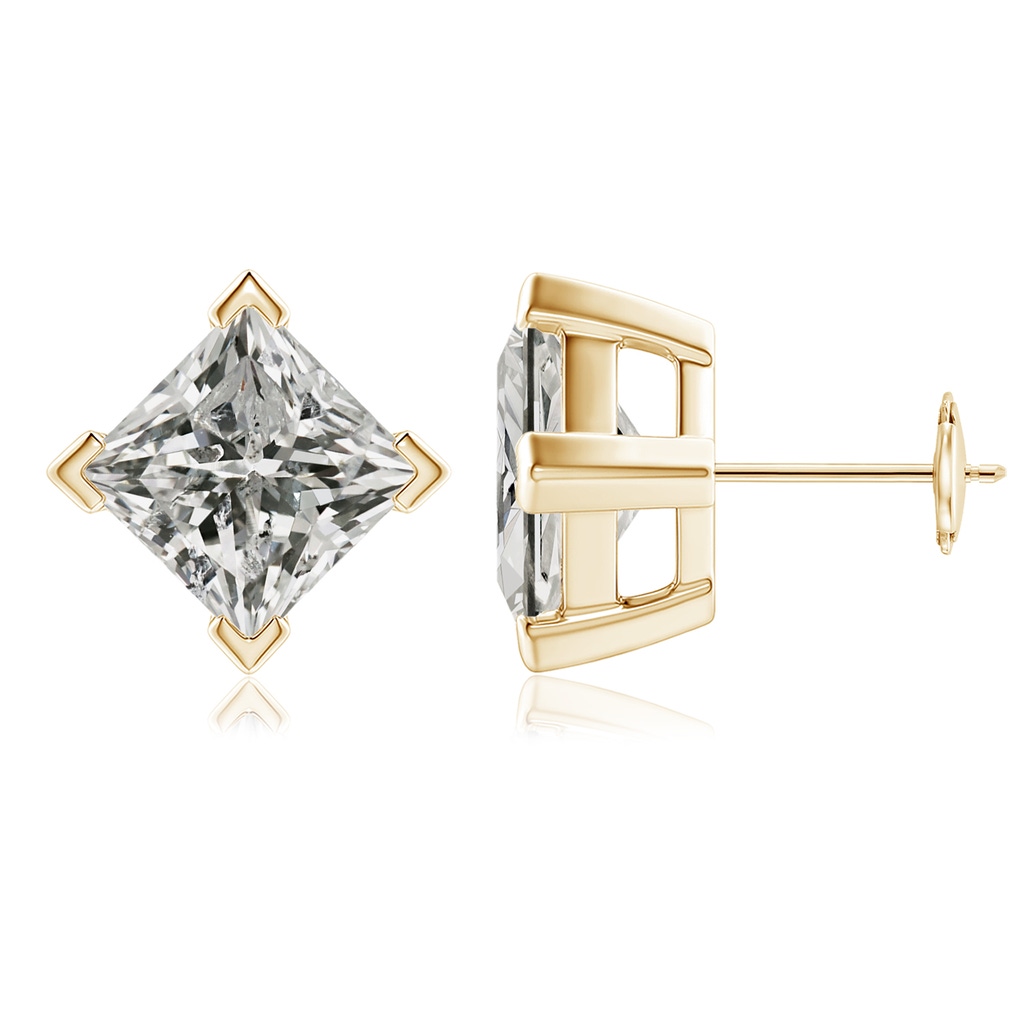 8.9mm KI3 Princess-Cut Diamond Stud Earrings in Yellow Gold
