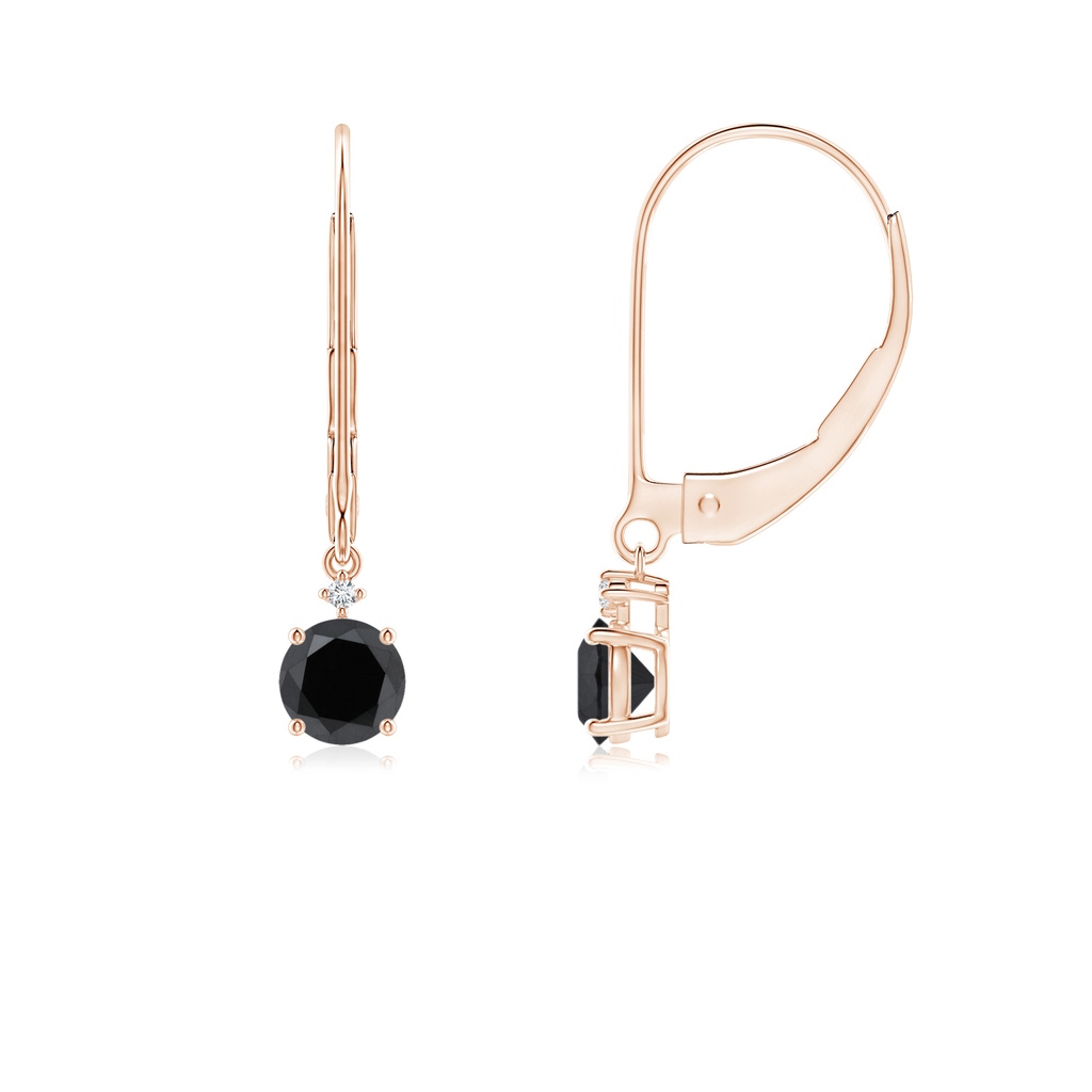 4.1mm AA Solitaire Black Diamond Dangle Earrings in Rose Gold