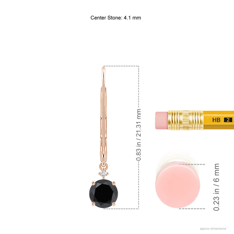 4.1mm AA Solitaire Black Diamond Dangle Earrings in Rose Gold product image