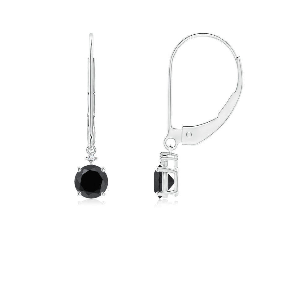 4.1mm AA Solitaire Black Diamond Dangle Earrings in White Gold 