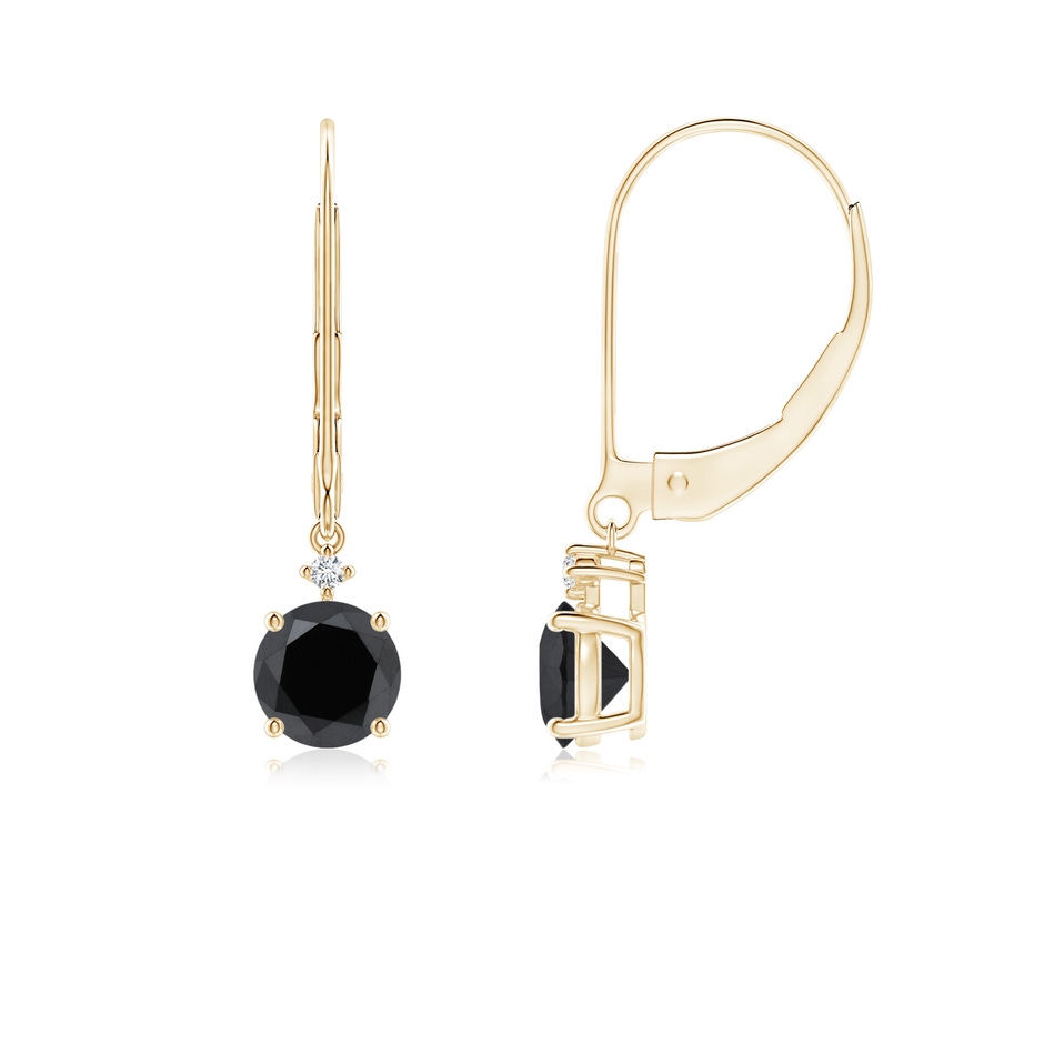 5.2mm AA Solitaire Black Diamond Dangle Earrings in Yellow Gold 