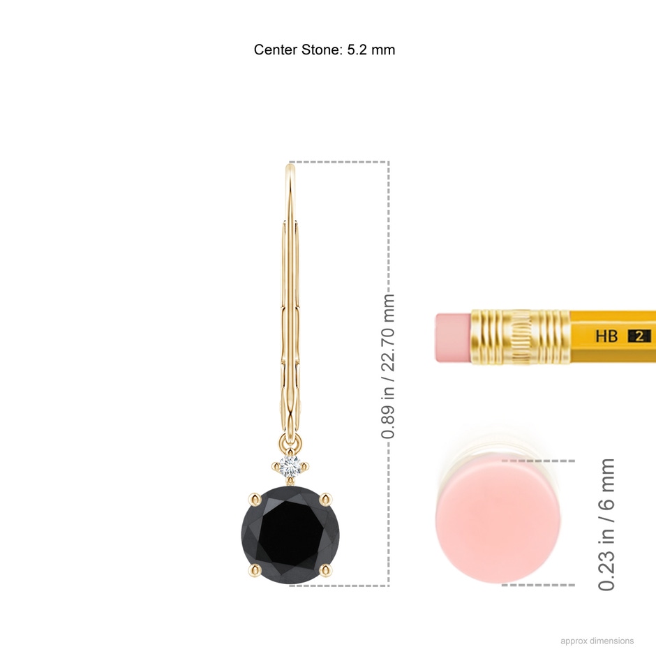 5.2mm AA Solitaire Black Diamond Dangle Earrings in Yellow Gold product image