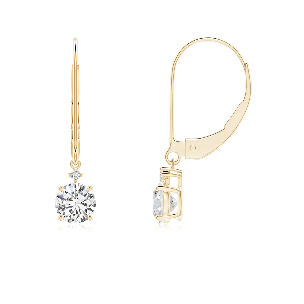 4.6mm HSI2 Solitaire Diamond Dangle Earrings in Yellow Gold