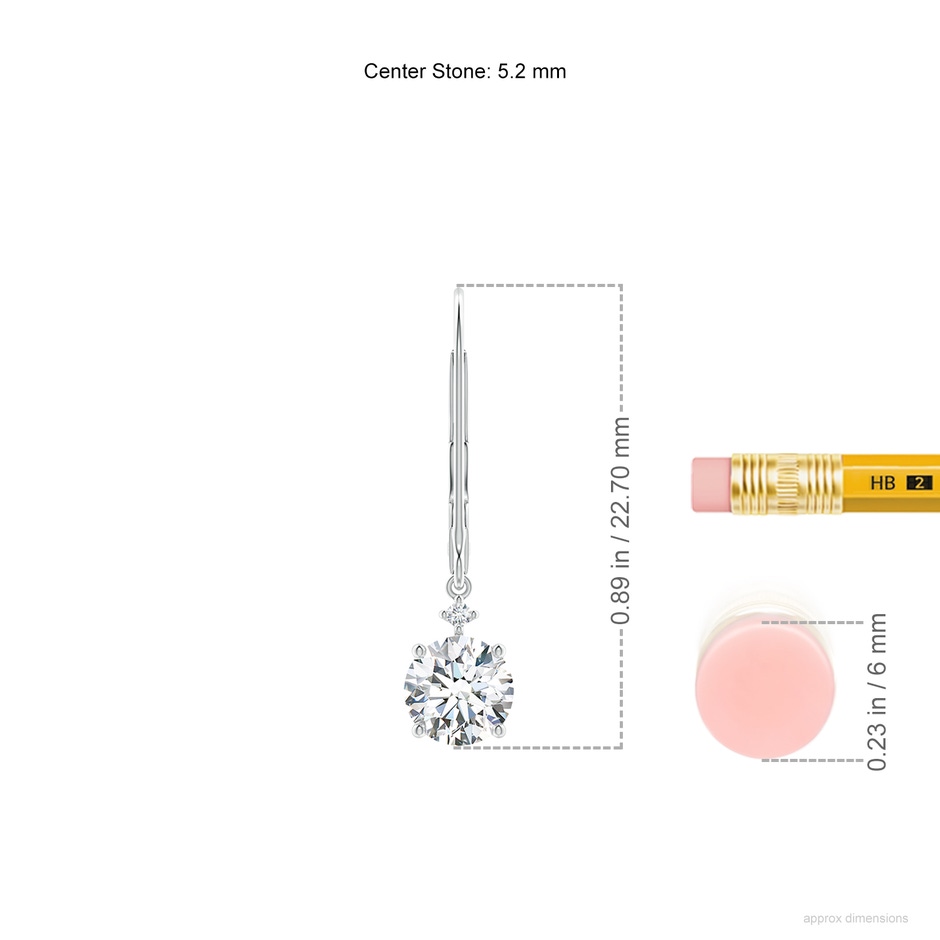 5.2mm GVS2 Solitaire Diamond Dangle Earrings in P950 Platinum ruler