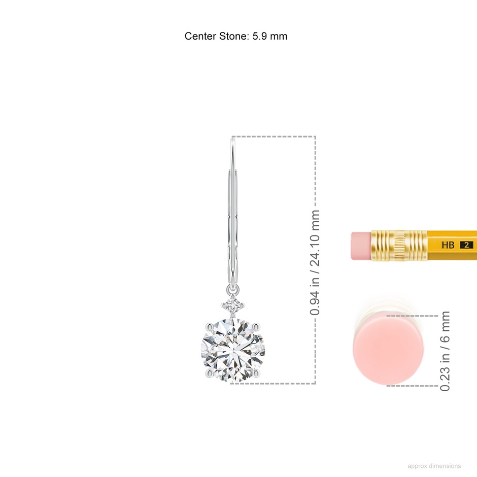 5.9mm HSI2 Solitaire Diamond Dangle Earrings in P950 Platinum ruler