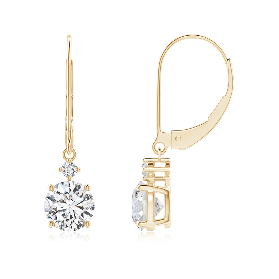 6.4mm HSI2 Solitaire Diamond Dangle Earrings in Yellow Gold 