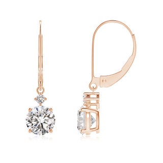 6.4mm IJI1I2 Solitaire Diamond Dangle Earrings in Rose Gold