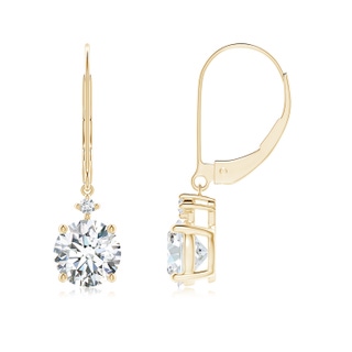 6.5mm GVS2 Solitaire Diamond Dangle Earrings in 10K Yellow Gold