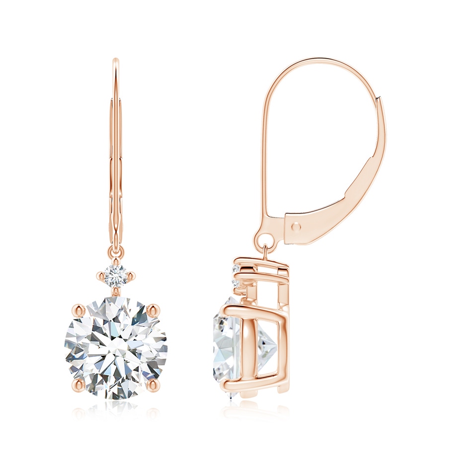 7.4mm GVS2 Solitaire Diamond Dangle Earrings in Rose Gold 