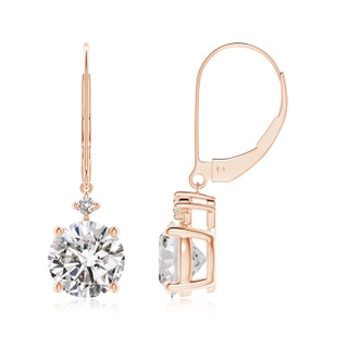 7.4mm IJI1I2 Solitaire Diamond Dangle Earrings in Rose Gold