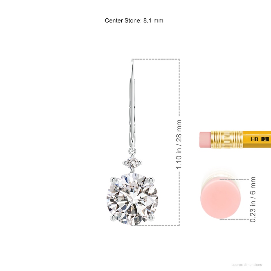8.1mm IJI1I2 Solitaire Diamond Dangle Earrings in P950 Platinum ruler