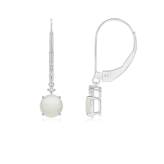 5mm AA Solitaire Moonstone Dangle Earrings in White Gold