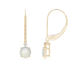 5mm AAA Solitaire Moonstone Dangle Earrings in Yellow Gold