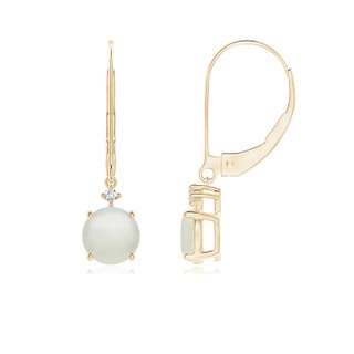 6mm AA Solitaire Moonstone Dangle Earrings in Yellow Gold