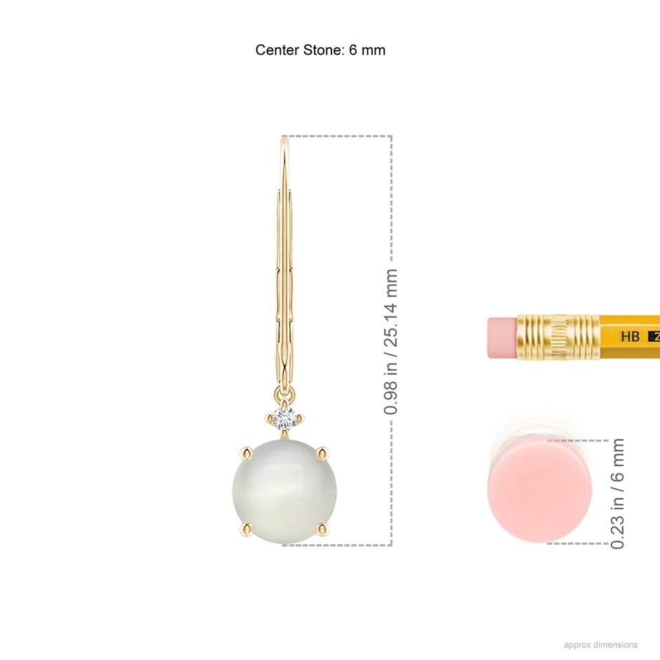 6mm AAA Solitaire Moonstone Dangle Earrings in Yellow Gold product image