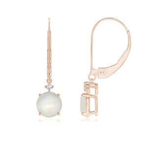 6mm AAAA Solitaire Moonstone Dangle Earrings in Rose Gold