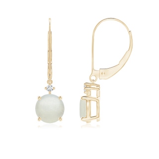 7mm AA Solitaire Moonstone Dangle Earrings in Yellow Gold