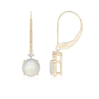 7mm AAA Solitaire Moonstone Dangle Earrings in Yellow Gold