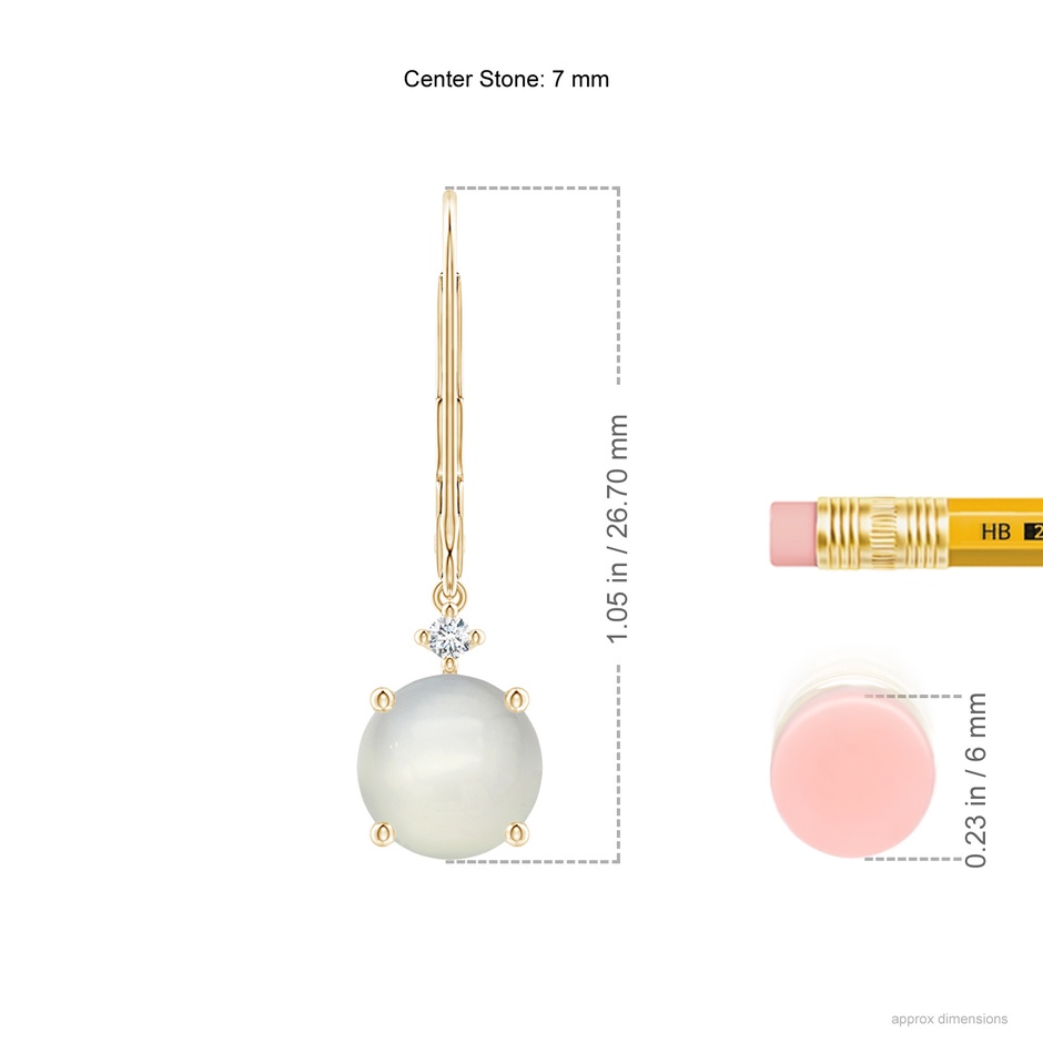 7mm AAA Solitaire Moonstone Dangle Earrings in Yellow Gold product image