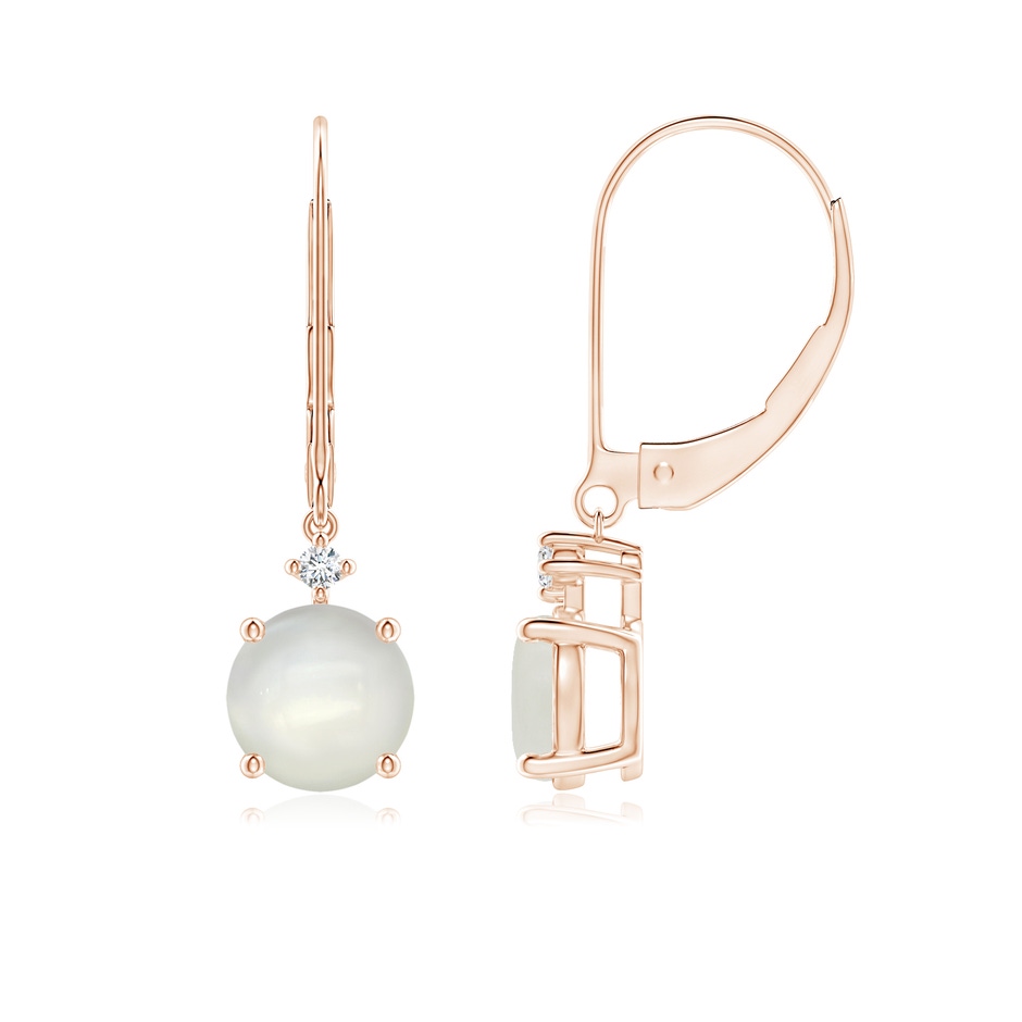 7mm AAAA Solitaire Moonstone Dangle Earrings in Rose Gold 